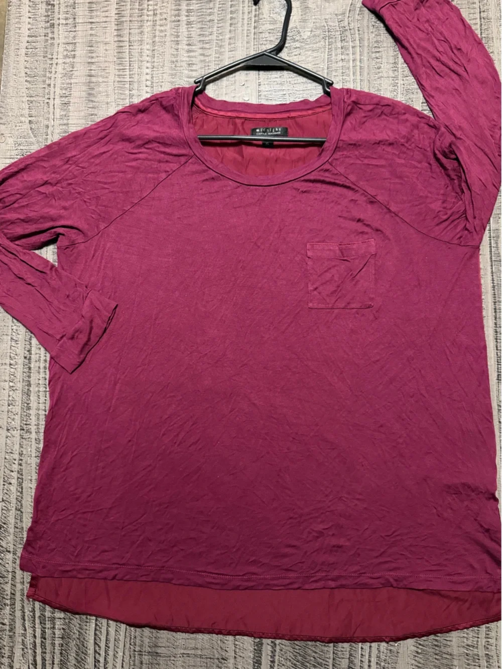 Midnight by Carole Hochman Long Sleeve Pocket Tee in Magenta Berry